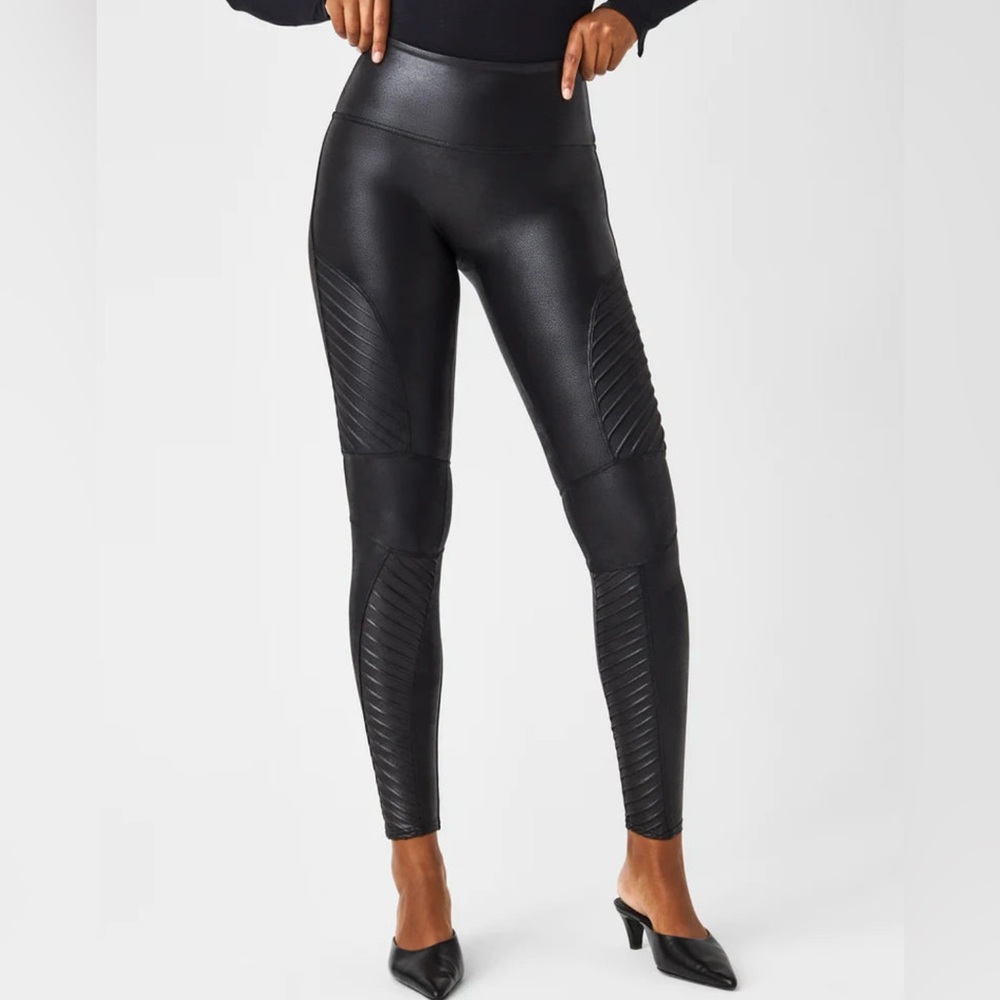 Spanx Faux Leather Moto Legging - Very Black Size L